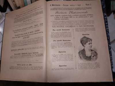 All�epoca (siamo nel 1897) grazie a una minuziosa descrizione di s� e di ci� che si desiderava nel potenziale partner, questo curioso periodico consentiva a chi era alla ricerca dell�anima gemella di pubblicare un annuncio per contrarre matrimonio